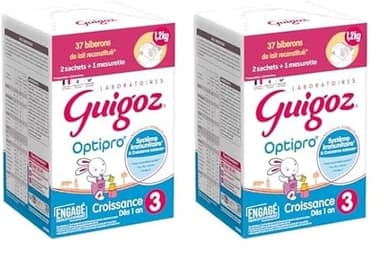 GUIGOZ CROISSANCE 3 OPTIPRO - DÈS 12 MOIS - Lait de croissance en poudre de 12 mois à 3 ans - BAG IN BOX (2 sachets de 600g) (Lot de 2)