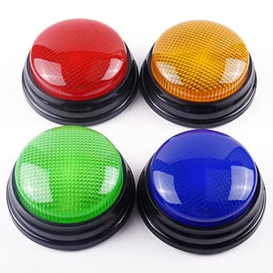 BEAN LIEVE Buzzer sonore et Lumineux pour enseigner avec Salle de Classe, Answer buzzers Blind Test (Lot de 4), Accessoires de Jeu télévisé, Cadeaux de Noël pour Enfants, Multicolore