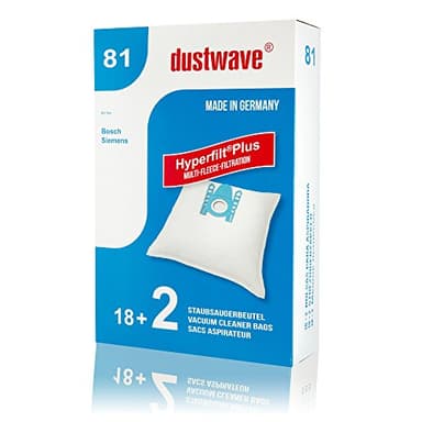 Lot de – 20 Sacs d'aspirateur pour Siemens VSZ31456 Aspirateur traîneau, Vainqueur du test Stiftung Warentest (04/2011)/dustwave® Marque Sacs/fabriqué en Allemagne + Micro Filtre