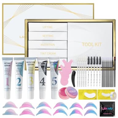 Libeauty Kit Rehaussement de Cils avec Teinture Noire, Lamination des Sourcils, Kit Cils et Sourcils en Un Seul, Usage à Domicile ou Salon, Lift et Couleur Intense, Facile à Utiliser, Accessoires