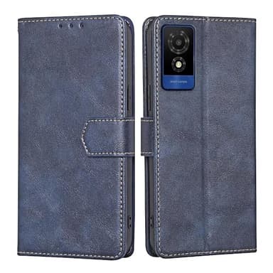 RankOne Coque pour TCL 501 (6" inches), Coque Etui Protection Housse Premium en Cuir PU - Bleu