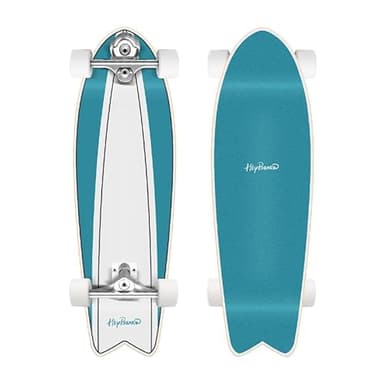 Surfskate S6 Skateboard complet en bois d'érable 81 x 25 cm avec roulements à billes ABEC-11, pour surf et joueurs avancés (Sea)