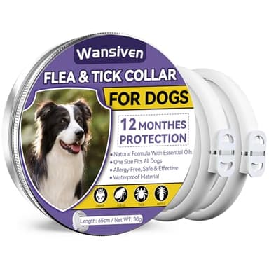 Wansiven Collier Anti Puces pour Chien, 65cm Réglable Collier Anti-Puces et Tiques pour Chiens et Imperméable, 12 Mois Protéger (Violet, 65 cm-2p)