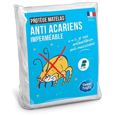 SWEET NIGHT - Protège Matelas 160x200 cm | Alèse Imperméable et Anti Acariens | Bouclette Éponge Coton | Silencieux et Respirant