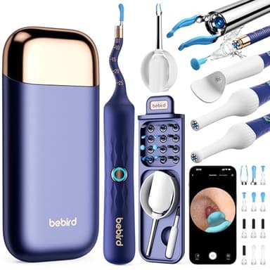 Camera Oreille Nettoyage & Cure Oreille Camera - Nettoyeur d'Oreille HD 1920P avec Caméra et Lumière, Otoscope Flexible avec Pince à Oreille Précisoire - Set ORL 3-en-1 pour Adultes et Enfants