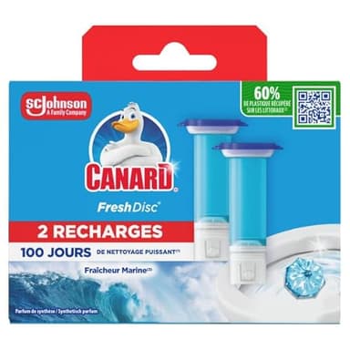 Canard Wc Fresh Disc Recharges Marine – Bloc Sans Cage Nettoyant WC – 2 Recharges