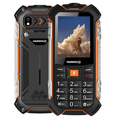 Hammer H Power LTE - Telefono Con pulsanti cellulare da Esterno Senza contratto, Display a Colori da 2.4 pollici, robusto, 4G, batteria Mega 3100 mAh, impermeabile (IP68), Dual SIM, Nero