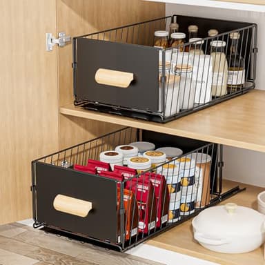 Diealles Shine Tiroir Coulissant Cuisine, 24x40x17CM Organiseurs de Placards, pas Besoin de Percer Panier Coulissant Cuisine pour Rangement Dressing