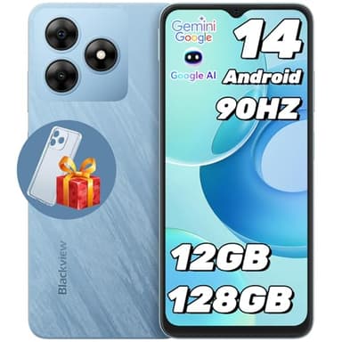 Blackview Wave 8 Téléphone Portable, Android 14 Smartphone Pas Cher Écran 6.56" HD+ Display, 12GB+128GB/ 2 TF Smartphone, Double SIM/5000mAh/Octa-Core/90Hz/13MP+8MP/Fingerprint/GPS/OTG/2Ans Garantie