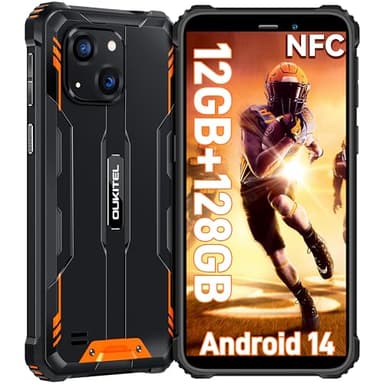 OUKITEL WP32 Telephone Portable Incassable 12GO+128GO,Telephone Incassable 6300mAh,Octa-Core,6" HD+,Android14 Telephone Portable Chantier IP68,20MP Caméra Primaire,GPS/NFC/OTG/2Ans Garantie,Orange