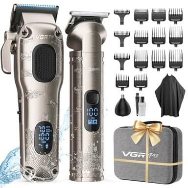 Vgrpro Tondeuse Cheveux Homme Professionnelle, Tondeuse Barbe Sans Fil pour Coupe de Cheveux, Kit Tondeuse et Tondeuse Barbe Homme, Tondeuse Électrique avec Boîte d'Emballage