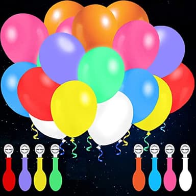 Ballons Lumineux LED, wohot 25Pcs Ballon Led Lumineux, 12'' Ballon avec Lumiere, 5 Couleurs, Brille dans Le Noir, Luminescence Continue Pendant 16 à 24 Heures pour Mariage, Anniversaire, Soirée, Noël