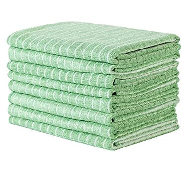 Gryeer Lot de 8 torchons de Cuisine en Bambou et Microfibre Super Doux et absorbants 45 x 65 cm Vert
