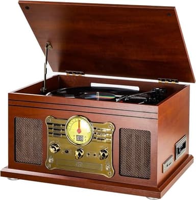Platine Vinyle Bluetooth à Trois Vitesses et Haut-parleurs stéré, Convertisseur de Vinyle LP en MP3 avec CD, Lecteur de Cassette, Radio FM