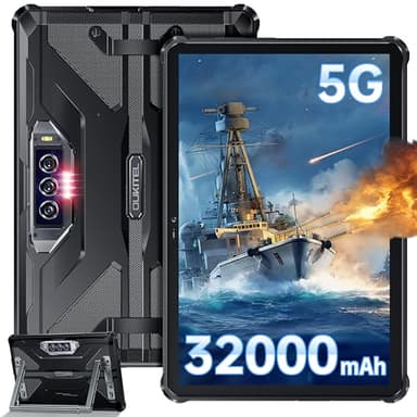 OUKITEL RT7 - Tablette 5G Incassable,32000mAh Tablette Tactile 10.1 FHD+,24GO(12+12) RAM + 256GO ROM (TF 1To),Tablette Android 13,48MP+32MP Caméra, Dual SIM 5G,IP68/IP69K/GPS/OTG/2Ans Garantie-Noir