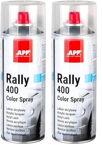 APP Rally 400 Color Spray - Vernis transparent | Bombe peinture incolore brillant | Bombe vernis brillant pour toutes les surfaces avec une haute couverture | 400 ml (Lot de 2)