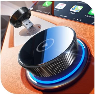 Cleviton pour Apple Adaptateur Carplay sans Fil, 60% Plus Petit, Connexion Stable 3X, Bluetooth &WiFi, Dongle Mini Clé Car Play Voiture pour iPhone 5~17, Système de Navigation GPS Portable (Noir Mat)