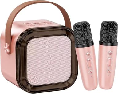 Machine de Karaoké avec 2 Micro sans Fil Bluetooth HiFi Micro Karaoke Enfant, Cadeau Jouet pour Garçons Filles 3-12 Ans, Portable Mini Microphone Karaoké avec Magique Voix Change et LED Lumière
