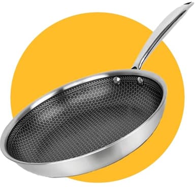 Pasper Poêle à frire Ø 24 cm – Sans PFAS, PTFE et PFOA – Induction, électrique, céramique, gaz et four – Poêle en acier inoxydable avec revêtement anti-adhésif en nid d'abeille résistant aux rayures