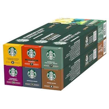 STARBUCKS Pack Découverte Variété by Nespresso, Capsules de Café tous types de torréfaction 6 x 10 (60 Capsules) - Exclusivité Amazon