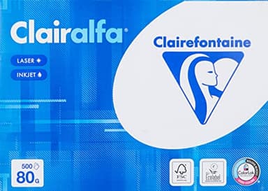 Clairefontaine 1979C Papier d'impression opaque Clairalfa (500 feuilles, A4, 21 x 29,7 cm, 80 g, idéal pour les impressions et les impressions de tous les jours) Blanc