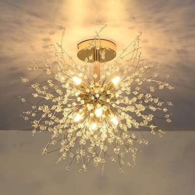 Rayofly Moderne Plafonnier En Cristal, feux D'artifice lustre, D'or plafonniers, dimmable Pendentif Lumière, 8 G9 Luminaire, Lampe Pour Salon, chambre, salle à manger, cuisine, couloir