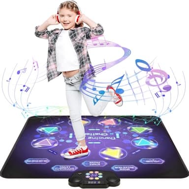 Gleamkid Tapis de Danse Bluetooth pour Enfants, Tapis Danse Lumineux à 8 Flèches, 8 Modes et 3 Niveaux de Difficulté, avec Volume Réglable, Jouet Cadeau pour Les Enfants de 3 à 12 Ans