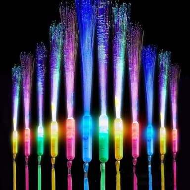 12pcs Bâtons Lumineux à LED Lampe à Fibre Optique Bâton Lumineux en Fibre Baguettes Lumineuses à Fibre Optique 3 Modes Colorés Clignotants LED Bâton Lumineux LED pour Concert Anniversaire Fête Mariage