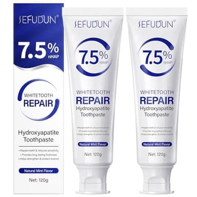 Lot de 2 dentifrices hydroxylapatite pour protéger l'émail et renforcer les dents, sans fluorure qui blanchit et répare les dents, réduit la sensibilité