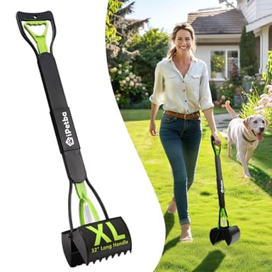 IPETBA 80cm Ramasse Crotte pour Chien Manche Long sans Se Pencher Pelle a Crotte pour Chien Pliable Dog Pooper Scooper pour Gravier, Terre, Herbe