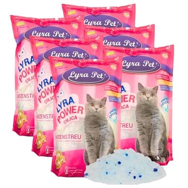 Lyra Pet® | 6 x 5 L Litière pour Chat Lyra Power Silica en Silicate | 100% Gel de Silice | Pas de Formation d'Agglomérats | Neutralise Les Odeurs | sans Poussière ni Parfum | Hygiénique et Absorbant