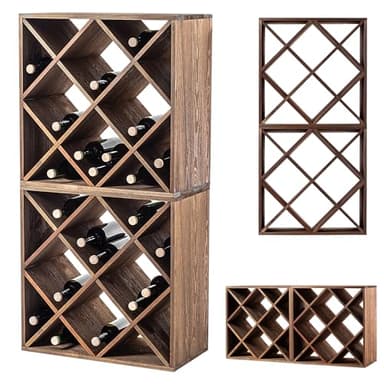 KADAX Casier en bois pour vin, 52 x 25,5 x 104 cm, étagère empilable pour nombre de bouteilles, armoire rustique stable