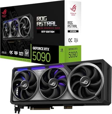 ASUS ROG Astral GeForce RTX 5090 32GB GDDR7 OC BTF Edition – Carte Graphique Gaming (PCIe 5.0, HDMI, Display 2.1, 3.8 Slot, 4 Ventilateurs axiaux, Pad Thermique GPU)