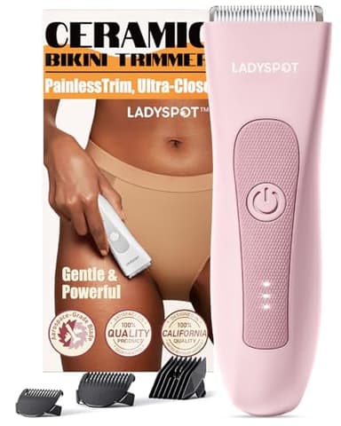 MANSPOT Rasoir Electrique Femme, Tondeuse Femme Intime avec 3 Têtes de Protection et de Lame en Céramique Remplaçables, Tondeuse Bikini pour Bras, Jambes, Aisselles