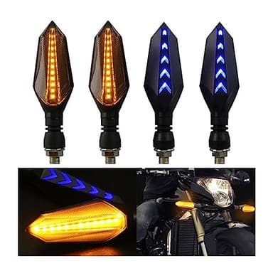 CGEAMDY 4 Pièces Indicateurs de Moto, LED Flowing Mode Clignotants, Feux Clignotant, Feux Diurnes Feux de Freinage, 12V Imperméable Universel Pour Moto Scooter Quad Cruiser Off Road