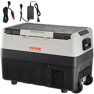 VEVOR Glacière Électrique Portable de 55 L Réfrigérateur de Voiture Portable 12/24 V CC 100-240 V CA Frigo Voiture Double Zone 0,6 kW.h -20 °C à 10 °C Réglable Congélateur pour Camion Bateau Camping