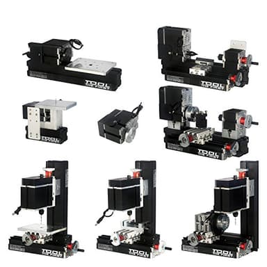 CGOLDENWALL Mini tour en métal DIY 60 W 12000 tr/min BigPower Mini 8 en 1 Kit de tour didactique en métal DIY Kit de tour pour étudiants Travail DIY Meilleur cadeau pour les enfants