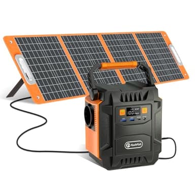 FlashFish 172,8 Wh Station Électrique avec Panneau Solaire 100W, Générateur Électrique Portable 200W (crête 400W) avec 230V Type C/lumières LED, Batterie de Secours Pour Camping, Voyages et Urgences