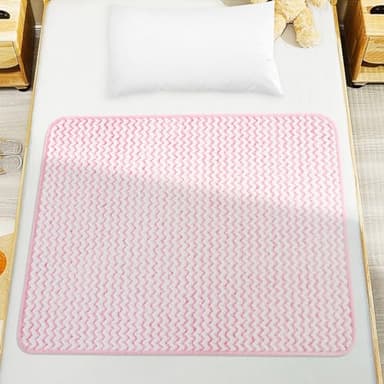 Aolso Imperméable Alèse Protège Matelas Coussin, 70 * 90CM Absorbant Pad Incontinence, D'apprentissage de la propreté, Couvre Matelas Lavable de Lit Bébé Enfants Adultes, Rose