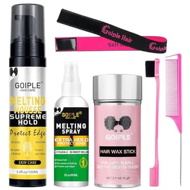 Lace Melting Spray Lace Melt Mousse et de Maintien de la Dentelle, Adhésif pour Cheveux Sans Colle pour Perruques, Spray de Fusion de Dentelle pour Cheveux de Perruque, Kit D'Installation de Perruque