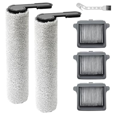 DianSung Brosse à rouleau + filtre pour Tineco FLOOR ONE S7 Combo / S7 FlashDry/Switch S7 aspirateur sec et humide pièces de rechange, ensemble d'accessoires 2 rouleaux de brosse + 3 filtres