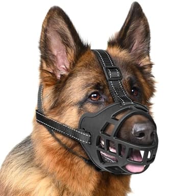 EcoEarth Muselière pour Chien - Muselière Panier Durable pour Chiens de Grande Taille - Grande, Noire - Protège-Dents réglable et Respirant pour empêcher Les morsures et Les aboiements