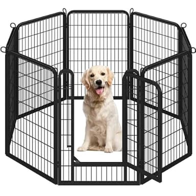 Yaheetech Parc pour Chien 8 Panneaux Enclos Chiens Chiot Lapin Canard Rongeur 68 x 100 cm Enclos Cage pour Chien Clôture en Métal Chenil Exterieur avec Porte