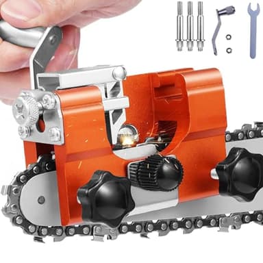 Sonekin Affuteuse de Chaine Tronconneuse Portable, Affuteur Chaine Tronçonneuse à Manivelle, Aiguiseur Chaine Tronconneuse Avec Tête de Meulage, Convient à Tous Les Types de Tronçonneuses