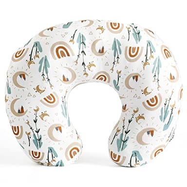 GRSSDER Housse de coussin d'allaitement extensible Minky amovible pour coussin d'allaitement, housse ultra douce et confortable pour bébé garçon et fille, motif arc-en-ciel mignon