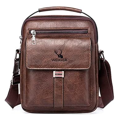 A-QMZL Sacoche Homme Sacs à Bandoulière Vintage Cuir Petite Shoulder Bag Crossbody Business pour Voyage, Randonnée et Travailler (Brun 3)