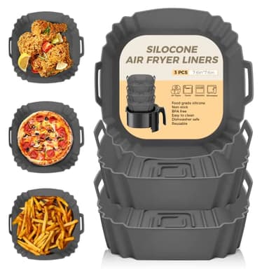 3 Pièces Silicone Moule Air Fryer Accessoires, Réutilisable Friteuse Air Chaud Silicone Papier Cuisson Friteuse Sans Huile Airfryer Panier Convient Pour Ninja Foodi Max Cosori Moulinex Tefal