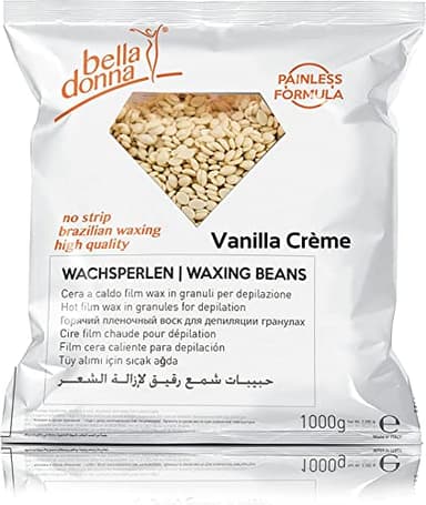 Bella Donna - Perles de cire « Vanilla Crème » pour une épilation sans bande sans douleur, formule souple et crémeuse, 1 000 g