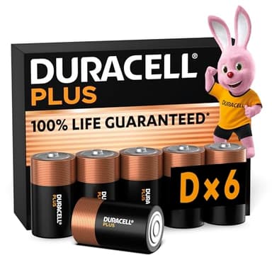 Duracell Plus Piles D (lot de 6) - Alcalines 1,5V - Durée de vie garantie à 100% - Idéales pour les appareils du quotidien - Emballage 0% plastique - Conservation 10 ans - LR20 MN1300