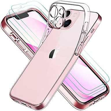 ivoler Clair Coque Compatible avec iPhone 13 Mini avec Protection Caméra Lentille et 3 pièces Verre Trempé, Ultra Transparent Étui de Protection en Silicone Antichoc Mince Souple TPU Bumper Housse